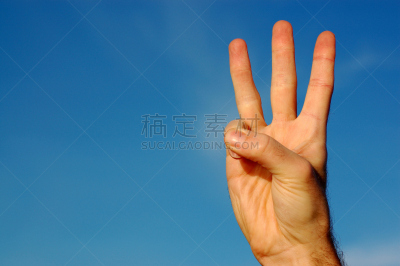 手指,三个物体,拇指,概念和主题,天空,彩色图片,水平画幅,蓝色