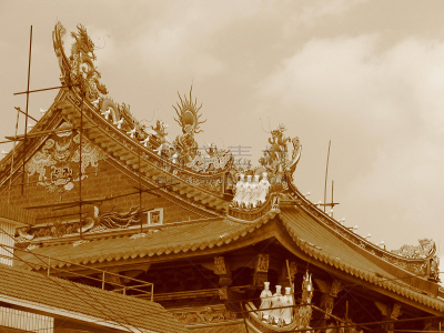 屋顶,寺庙,建筑工地,安全护栏,泉州,水平画幅,无人,建筑外部,特写
