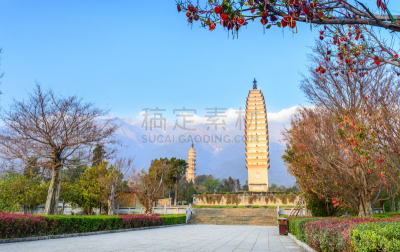 崇圣寺三塔,仙境角,天空,灵性,古典式,早晨,纯净,过去,完美,超自然