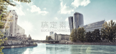 多瑙运河,维也纳,多瑙河,维也纳中心,奥地利,天文台,负冲效果,水,天空,外立面