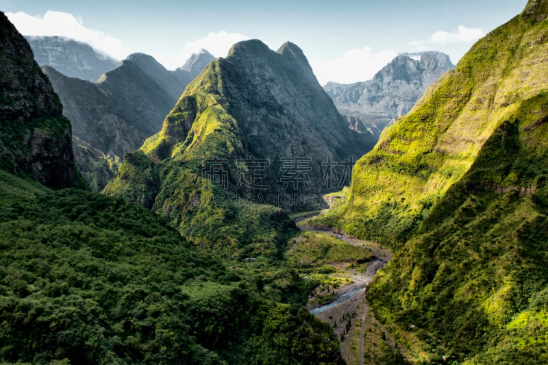 马法提环岛,天空,留白,水平画幅,无人,户外,云景,山,河流,法国