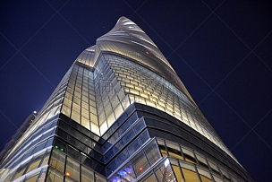 上海中心大厦,陆家嘴,夜晚,上海,后现代,正下方视角,浦东,天空,水平画幅,无人