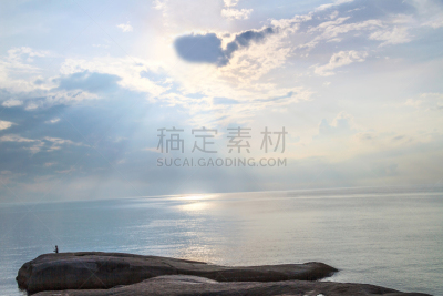 海滩,雾,黎明,早晨,地形,海豹岩,沙滩上的石头,自然,气候,水平画幅
