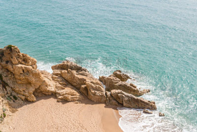 西班牙,海岸线,勇气,陡峭海岸,赫罗纳,水平画幅,无人,夏天,户外,太平洋海岸山脉