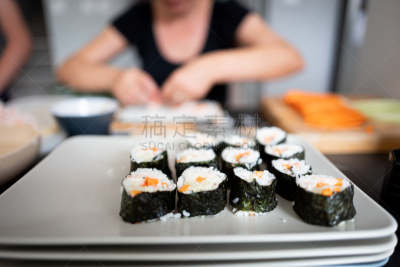 寿司,清新,传统,胡萝卜,水平画幅,葫芦,生食,家庭生活,海产,部分