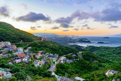 视角,九份,茶馆,天空,水平画幅,山,户外,云景,居住区,都市风景