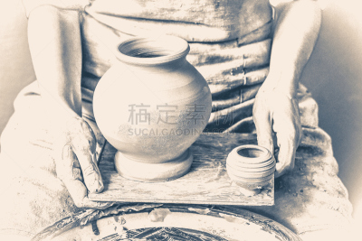 陶工,锅,代夫特陶器,烛台电话,槽隙,老爷车,红色背景,面无表情,水平画幅,乌克兰