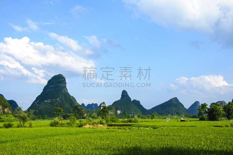 喀斯特,山,风景,玉龙雪山,遇龙河,阳朔,云南省,桂林,天空,水平画幅