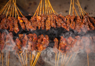 沙嗲,烟,猪肉,印度尼西亚,街头食品,串肉签,饮食,水平画幅,巴厘岛,无人
