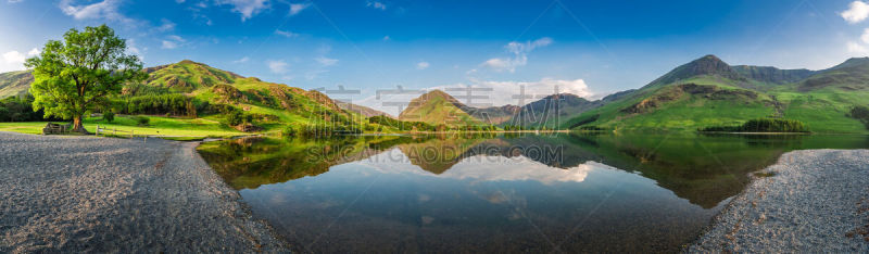英格兰,湖,全景,居住区,黄昏,非凡的,英格兰湖区,巴特米尔湖,巴特米尔,田园风光