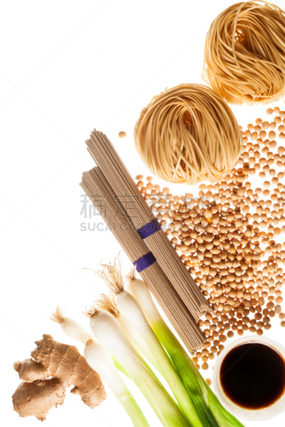 成分,分离着色,白色,东方食品,垂直画幅,葱,干的,乡村风格,生姜,大豆