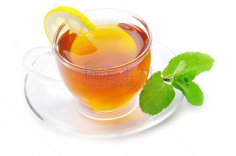 茶,饮料,热,白色背景,概念,杯,健康食物,图像,液体,柠檬