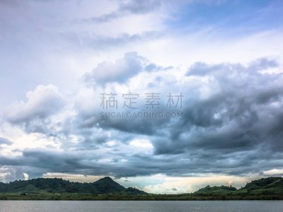 乌云,海洋,岛,在上面,水,留白,暴风雨,平视角,古城,21世纪