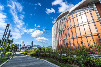 市区,都市风景,空中走廊,夜晚,户外,白昼,绿色,新的,空的,著名景点