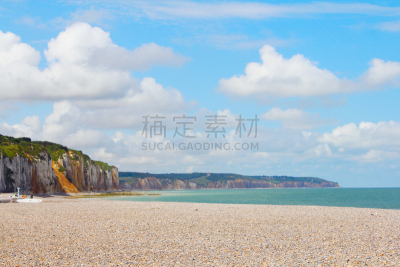 迪耶普,海滩,悬崖,诺曼底埃特塔尔海滩,诺曼底,水,天空,度假胜地,水平画幅,山