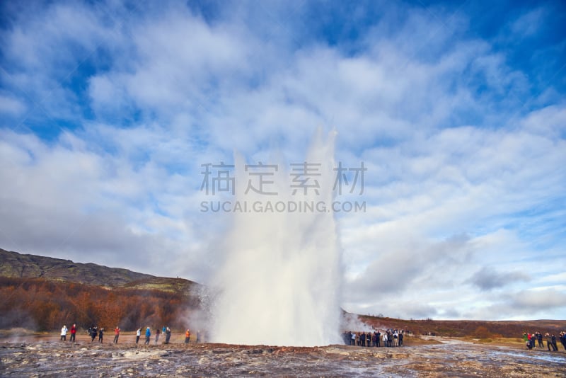 间歇泉,秋天,冰岛国,热,著名景点,喷泉,户外,硫磺,圆形,火山