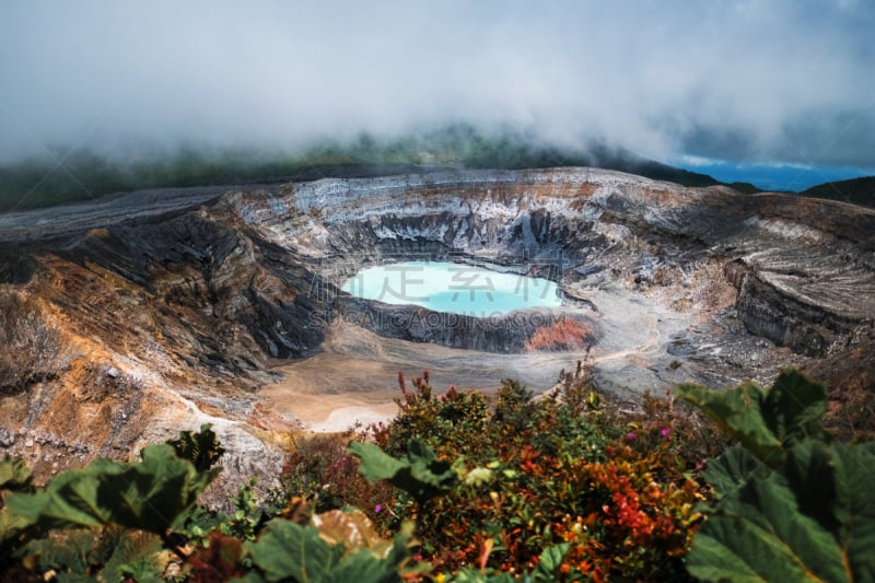 波阿斯火山,火山,哥斯达黎加,火山喷口,硫磺,火山口,活火山,火山地形,云景,热带气候