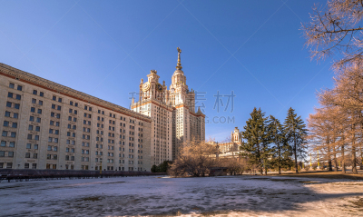 天空,校园,大学,莫斯科,春天,日光,在下面,Mikhail Lomonosov,州,莫斯科大学