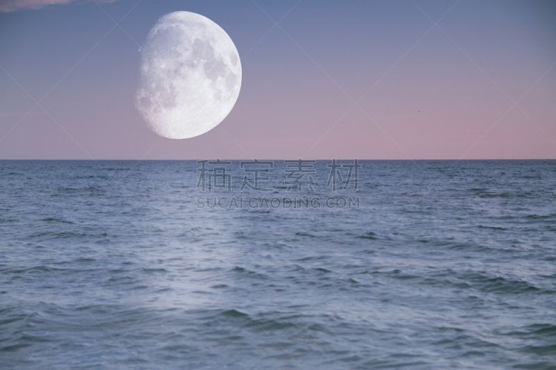月球,海洋,月骨,太空,水平画幅,夜晚,月亮,海景,充满的,满月