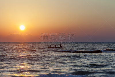 渔夫,高潮,背面视角,水,天空,桨,水平画幅,云,巴厘岛,海产