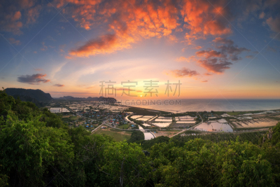 早晨,视角,天空,美,水平画幅,山,无人,运河,岩层,红树林