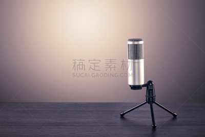 麦克风,桌子,围墙,背景聚焦,前面,传声器架,卡拉ok,水平画幅,无人,蓝色