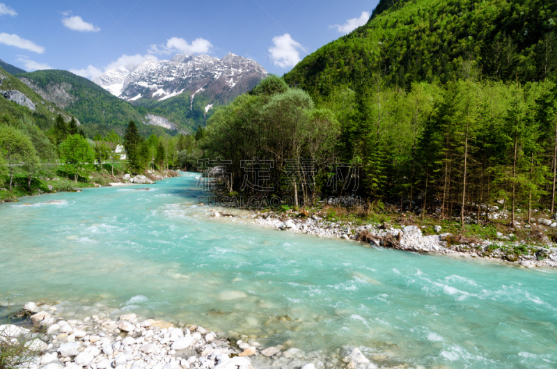 索卡河,科巴里德,julian alps,水,水平画幅,绿色,岩石,无人,东欧,欧洲