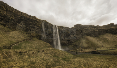 冰岛国,seljalandsfoss waterfall,水,水平画幅,瀑布,无人,户外,云景,著名自然景观,国际著名景点
