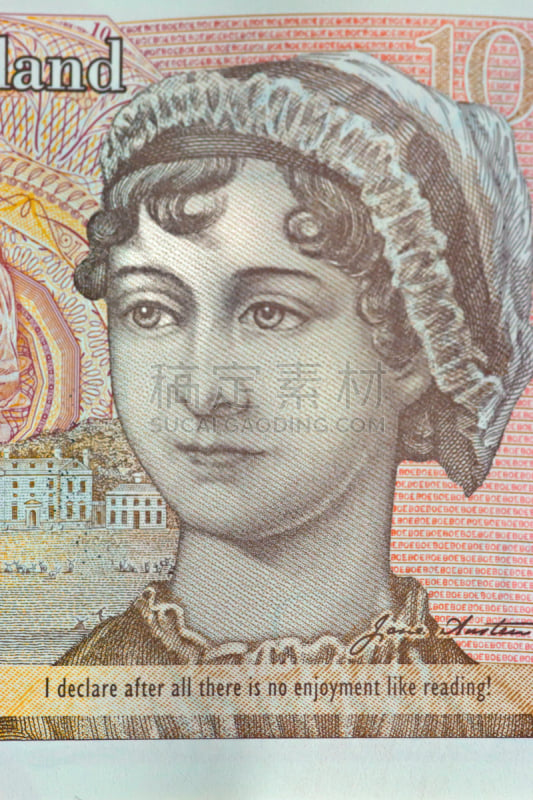 新的,2017年,jane austen,英镑符号,数字10,垂直画幅,高视角,古老的,纯净,在边上