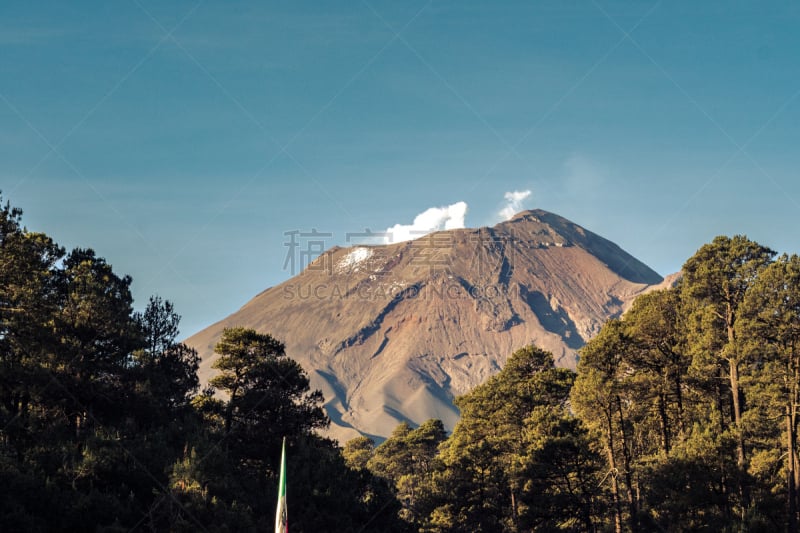 波波卡特佩特火山,热,云,恐怖,雪,墨西哥,草,著名景点,无人机,背景