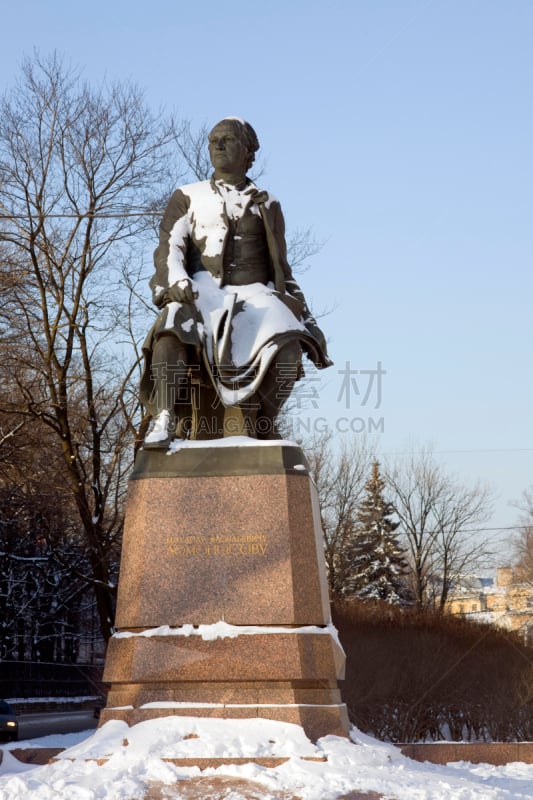 纪念碑,mikhail lomonosov,贞德,垂直画幅,艺术,雪,科学,户外,石材,秃树