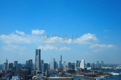 横滨,横滨高速铁路,神奈川县,办公室,天空,水平画幅,无人,海港,蓝色,日本