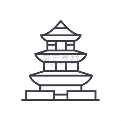 宝塔,绘画插图,矢量,日本,线图标,背景聚焦,标志,清酒马提尼,寿司店,艺妓