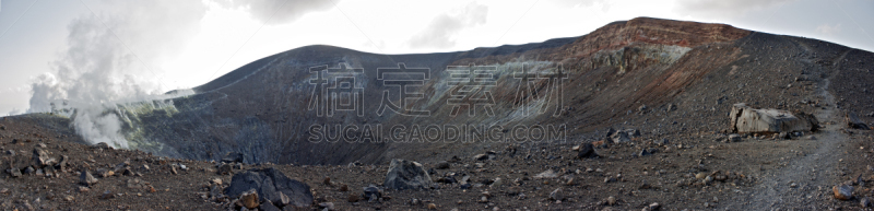 火山口,火山,桨叉架船,喷硫火山口,结壳熔岩,黑曜石,丽巴瑞群岛,波佐利,伊奥利亚群岛,喷气孔