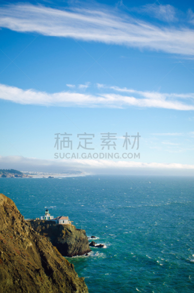博妮塔灯塔,太平洋,从上面看过去,马林岬,马林县,垂直画幅,水,天空,留白,无人