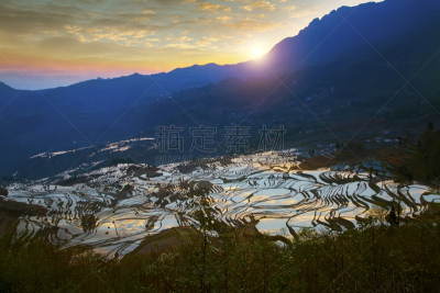 元阳,梯田,云南省,中国,露台别墅,哈尼族,雕塑家,锥形帽,建筑露台,昆明