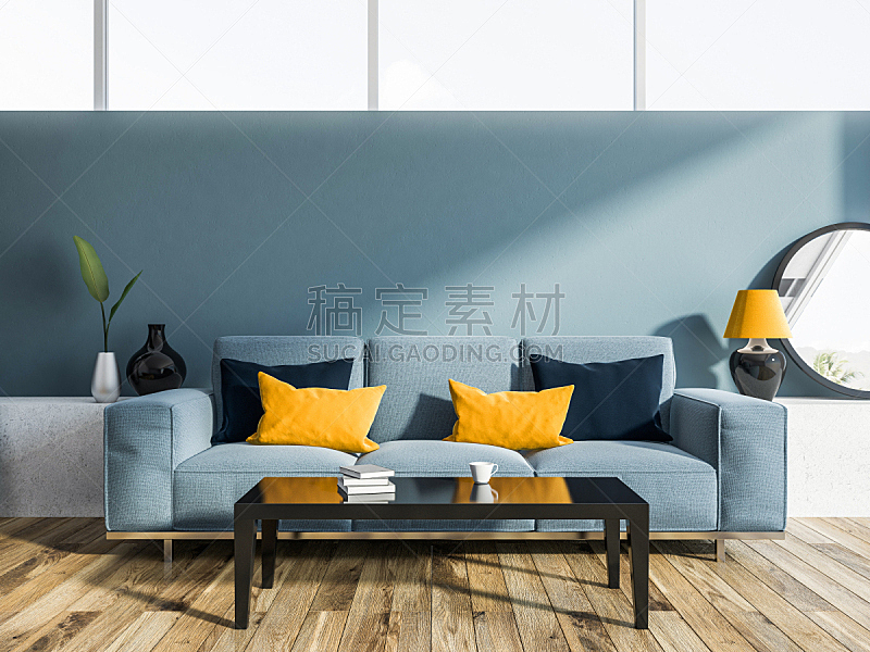 沙发,起居室,蓝色,模板,现代,想法,三维图形,绘画插图,新的,公寓
