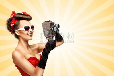 古典式,美,彩妆,水平画幅,美人,部分,夜生活,光学仪器,魅力,复古风格