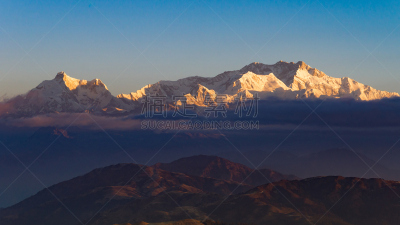 干城章嘉峰,山,同里,大吉岭,阿法尔洼地,沟壑,雪山,小屋,天空,水平画幅