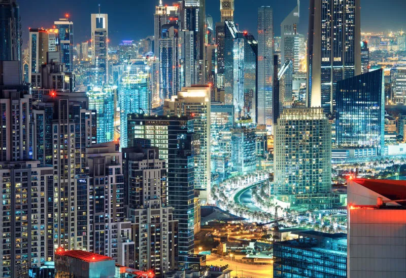 巨大的 夜晚 城市 都市风景 现代 背景聚焦 屋顶 谢赫扎耶德路 迪拜 中东图片素材下载 稿定素材
