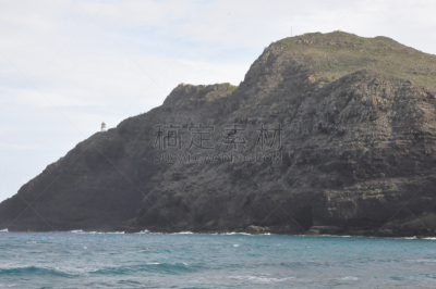 瓦胡岛,夏威夷大岛,玛卡普吾,自然,悬崖,水平画幅,山,岩石,无人,蓝色