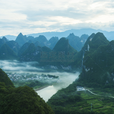 山,中国,桂林,风景,漓江,阳朔,喀斯特,水,天空,无人