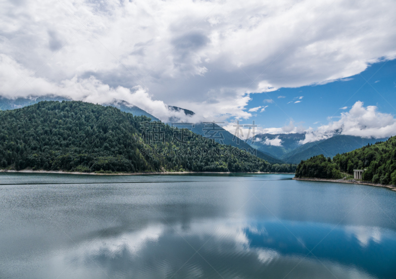 湖,巴伐利亚,山,德国,sylvenstein lake,水,天空,水平画幅,云,无人