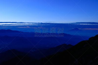 云,富士山,海洋,山,天空,美,水平画幅,巴岳山,秋天,无人