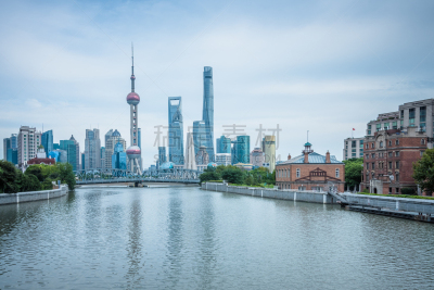 上海,全景,东方明珠塔,外滩,水,天空,滨水,都市风景,现代,建筑业