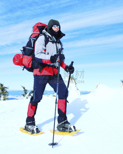 冬天,山,徒步旅行,穿雪鞋走路运动,雪鞋,克服困难,逆境,垂直画幅,青少年,雪