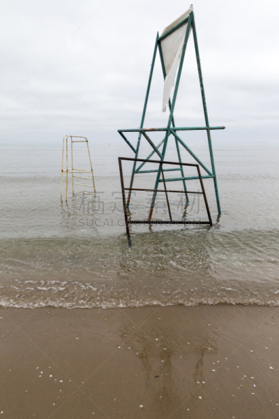 空的,海滩,救生椅,土耳其,热带气候,自然美,救护服务职位,背景,夏天,户外