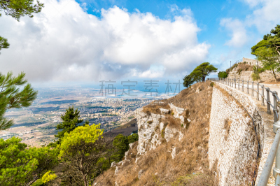 埃加迪群岛,埃瑞斯,特拉帕尼,摄像机拍摄角度,全景,特拉帕尼省,西西里,水平画幅,建筑,无人