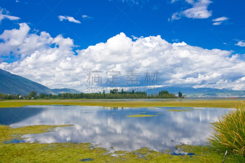 洱海,大理,云南省,中国,水,天空,客船,水平画幅,山,无人