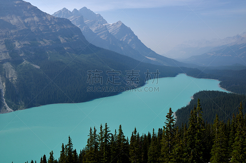 平投湖,著名自然景观,山脊,世界遗产,环境,加拿大,云杉,著名景点,自然美,林区